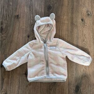 The North Face Infant Plush Hooded Jacket in Light Pink Plaid 6-12m